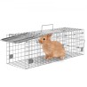 Live Animal Cage Trap, 24" x 8" x 8" Humane Cat Trap Galvanized Iron, Folding Animal Trap with Handle for Rabbits, Stray Cats,