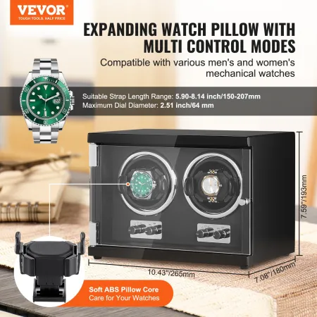 Se Winder Dual Watch Winder til automatisk ur med 2 Mabuchi