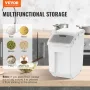 Ingredient Storage Bin, 2 x 15L Dispenser Bin with 2 Measuring Cups, Attachable Casters and Airtight Lid, 2 Pcs/Set Dog Pet Food