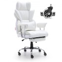 Reclining Office Chair with Footrest, Heavy Duty PU Leather Wide Office Chair, Big and Tall Executive Office Chairs with Lumbar