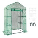 Walk-in Green House, 4.6 x 2.4 x  6.7 ft  Greenhouse with Shelves, Set Up in Minutes, High Strength PE Cover with Doors &