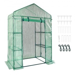 Walk-in Green House, 4,6 x 2,4 x 6,7 ft drivhus med hylder, oprettet i minutter, høj styrke PE-dækning med døre &