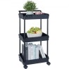 3-Tier Rolling Utility Cart, Kitchen Cart with Lockable Wheels, Multi-Functional Storage Trolley with Handle for Office, Living