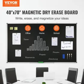 Black Board, 70 x 40 inch Large Chalkboard with Aluminum Frame, Black Boards Dry Erase Includes 1 Magnetic Erase & 3 Dry Erase