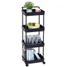 4-Tier Rolling Utility Cart, Kitchen Cart with Lockable Wheels, Multi-Functional Storage Trolley with Handle for Office, Living