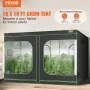 10x10 Grow Tent, 120'' x 120'' x 80'', High Reflective 600D Mylar Hydroponic Growing Tent with Observation Window, Tool Bag and 