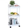 3-Tier Rolling Utility Cart, Kitchen Cart with Lockable Wheels, Multi-Functional Storage Trolley with Handle for Office, Living