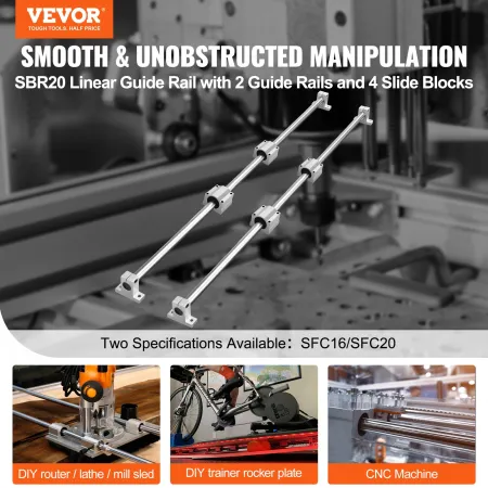 Linear Guide Rail Set, SFC20 1200mm, 2 stk 39,4 in/1000 mm