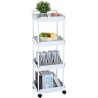 4-Tier Rolling Utility Cart, Kitchen Cart with Lockable Wheels, Multi-Functional Storage Trolley with Handle for Office, Living