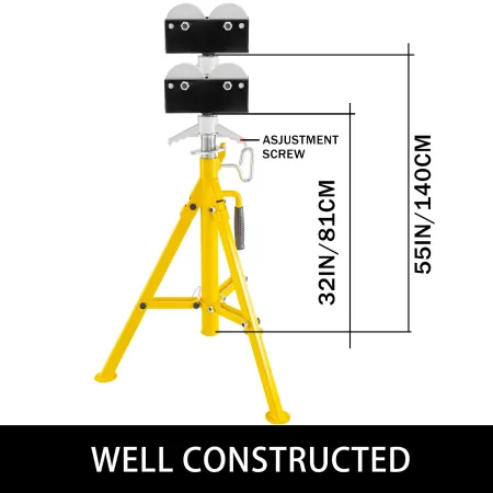 Foldable Pipe Jack Stand Height Adjustment 32In To 55In, Roller Head Pipe Stand 4500Lbs/2 Tons Capacity for Pipe Threading, Pipe