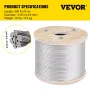 304 Kabel i rustfrit stål 3/16 tommer 7 x 19 ståltråtov 250