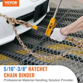 Ratchet Chain Binder, 5/16 "-3/8" Tungbelastningsbindemidler, med G80-kæder 7100 lbs sikker belastningsgrænse,