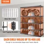 Storage Shelving Unit, 5-Tier Adjustable, 2000 lbs Capacity, Heavy Duty Garage Shelves Metal Organizer Wire Rack, Black, 60" L x