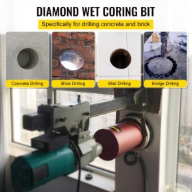 Diamond Core Drill, 4"/101mm Diameter Core Drill Bit, 14"/355mm Concrete Core Drill Bit, 5/8"-11 Thread Core Bit, Dry/Wet Drill