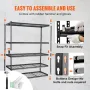 Storage Shelving Unit, 5-Tier Adjustable, 2000 lbs Capacity, Heavy Duty Garage Shelves Metal Organizer Wire Rack, Black, 60" L x