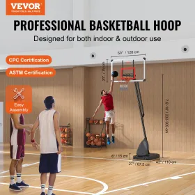 Basketball Hoop, 7,6-10 ft Justerbart Højde bærbart bagplade System, 50 tommer Basketball Hoop & Goal, Kids & Adults