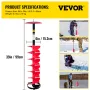 Ice Drill Auger, 6\" Diameter Nylon Ice Auger, 39\"" Length Ice Auger Bit,Auger Drill with 11.8\"" Extension Rod,Auger Bit with 