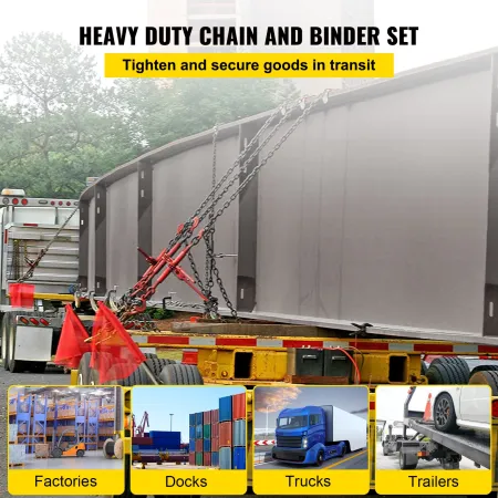 Chain Load Binder, 8 mm Tie Down Kit with 2.45 Ton Working Load Capacity and Two Grab Hooks, Includes (4) Ratchet Binders - (4) 