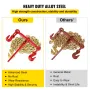 Chain Load Binder, 8 mm Tie Down Kit with 2.45 Ton Working Load Capacity and Two Grab Hooks, Includes (4) Ratchet Binders - (4) 