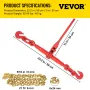 Chain Load Binder, 8 mm Tie Down Kit with 2.45 Ton Working Load Capacity and Two Grab Hooks, Includes (4) Ratchet Binders - (4) 