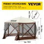 Gazebo-telt med skærm, 10 x 10 fod, 6-sidet pop-up-campingtelt