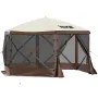 Gazebo Screen Tent, 10 x 10 ft, 6 Sided Pop-up Camping Canopy Shelter Tent with Mesh Windows, Portable Carry Bag, Ground Stakes,