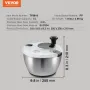 Stainless Steel Salad Spinner, 4.75Qt, One-handed Easy Press Large Vegetable Dryer Washer, Lettuce Cleaner and Dryer with 304 St