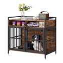 Furniture Style Dog Crate with Storage, 41 inch Dog Crate Furniture Large Breed with Double Doors, Wooden Dog Cage for