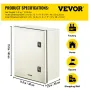 NEMA Fiberglass -kabinet, 16 x 12 x 8 i NEMA 4X Fiberglass