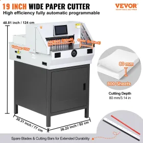 Electric Paper Cutter 19" Cutting Width 3.14" Thickness 7" Touchscreen