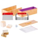 Soap Making Kit, Bamboo Cutting Box and Inner Box with Silicone Mold, Stainless Steel Straight Cutter and Wavy Cutter, 100 Bags