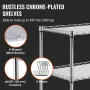 Kitchen Utility Cart, 3 Tiers, Wire Rolling Cart with 661LBS Capacity, Steel Service Cart on Wheels, Metal Storage Trolley with 