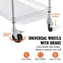 Kitchen Utility Cart, 3 Tiers, Wire Rolling Cart with 661LBS Capacity, Steel Service Cart on Wheels, Metal Storage Trolley with 