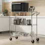 Kitchen Utility Cart, 3 Tiers, Wire Rolling Cart with 661LBS Capacity, Steel Service Cart on Wheels, Metal Storage Trolley with 