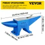 Enkelt horn Anvil 50 kg/ 110 lbs støbt stål Anvil Blacksmith