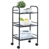 3-Tier Metal Rolling Cart, Heavy Duty Utility Cart with Lockable Wheels, Multi-Functional Storage Trolley with Handle for