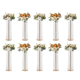 10PCS 35.43inch /90cm Tall Crystal Wedding Flowers Stand, Luxurious Centerpieces Flower Vases Crystal Gold Vase Metal, Perfect
