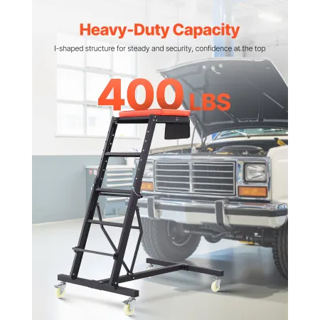 Automotive Creeper, with Adjustable Height 49.6" to 75.6", 400 LBS Capacity High Creeper, 4 Swivel Caster Wheels, Heavy Duty Cre