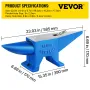 Pro Horn Anvil 88,2 lbs/40 kg Vægt Stål Anvil Smed 600 mm