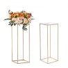 2PCS 31.5inch/80cm High Wedding Flower Stand, With Acrylic Laminate,Metal Vase Column Geometric Centerpiece Stands, Gold