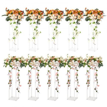 10PCS 23.6inch/60cm High Wedding Flower Stand, With Acrylic Laminate,Acrylic Vase Column Geometric Centerpiece Stands, Floral