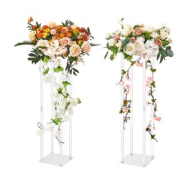 2PCS 31.5inch/80cm High Wedding Flower Stand, With Acrylic Laminate,Acrylic Vase Column Geometric Centerpiece Stands, Floral