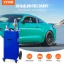 30 Gallon Fuel Caddy, Gas Storage Tank & 4 Wheels, with Manuel Transfer Pump, Gasoline Diesel Fuel Container for Cars, Lawn Mowe
