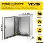 NEMA Steel Enclosure, 40x30x20 cm NEMA 4X Steel Electrical Box, IP66 Waterproof & Dustproof, Outdoor/Indoor Electrical Junction 