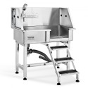 864MM Pet Dog Bathing Station w/Ramp, Professional Stainless Steel Dog Grooming Tub w/ Storage Drawer, Faucet,Rich Accessory,