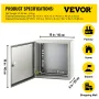 NEMA Steel Enclosure, 40x40x20 cm NEMA 4X Steel Electrical Box, IP66 Waterproof & Dustproof, Outdoor/Indoor Electrical Junction 