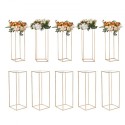 10PCS 31.5inch/80cm High Wedding Flower Stand, With Acrylic Laminate,Metal Vase Column Geometric Centerpiece Stands, Gold