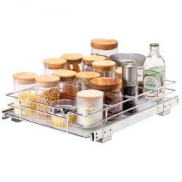12"W x 17"D Pull Out Cabinet Organizer, Heavy Duty Slide Out Pantry Shelves, Chrome-Plated Steel Roll Out Drawers, Sliding