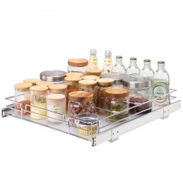 17"W x 21"D Pull Out Cabinet Organizer, Heavy Duty Slide Out Pantry Shelves, Chrome-Plated Steel Roll Out Drawers, Sliding