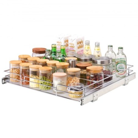 20"W x 21"D Pull Out Cabinet Organizer, Heavy Duty Slide Out Pantry Shelves, Chrome-Plated Steel Roll Out Drawers, Sliding